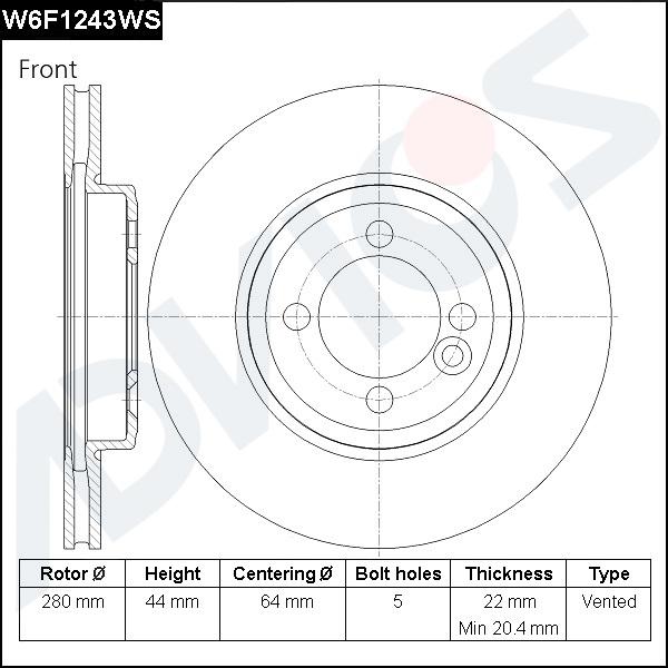 Advics W6F1243WS - Brake Disc car-mod.net