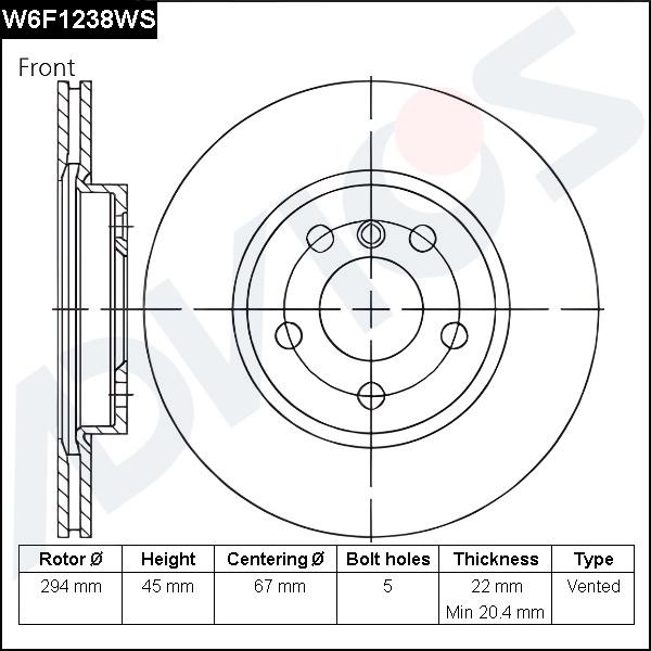 Advics W6F1238WS - Brake Disc car-mod.net