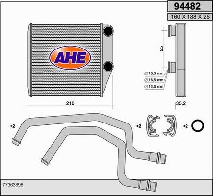 AHE 94482 - Heat Exchanger, interior heating car-mod.net