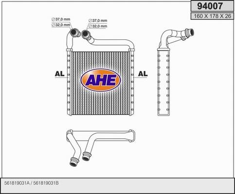 AHE 94007 - Heat Exchanger, interior heating car-mod.net