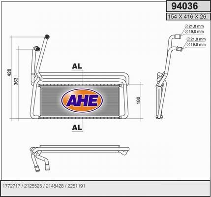 AHE 94036 - Heat Exchanger, interior heating car-mod.net