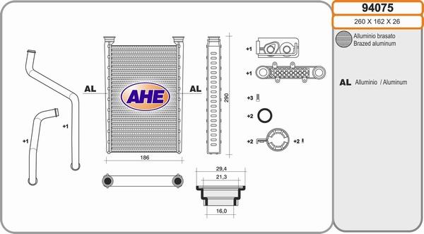 AHE 94075 - Heat Exchanger, interior heating car-mod.net