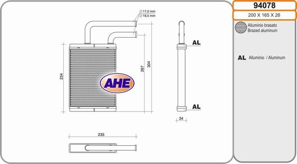 AHE 94078 - Heat Exchanger, interior heating car-mod.net