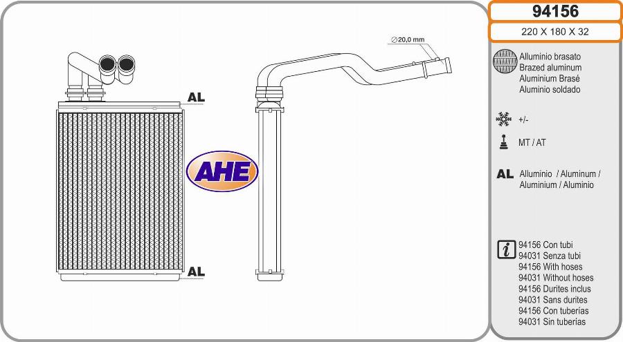 AHE 94156 - Heat Exchanger, interior heating car-mod.net
