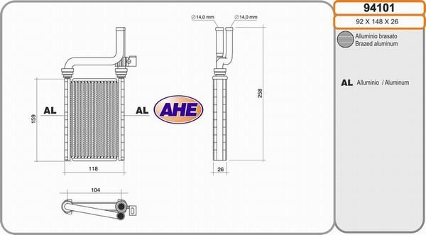 AHE 94101 - Heat Exchanger, interior heating car-mod.net