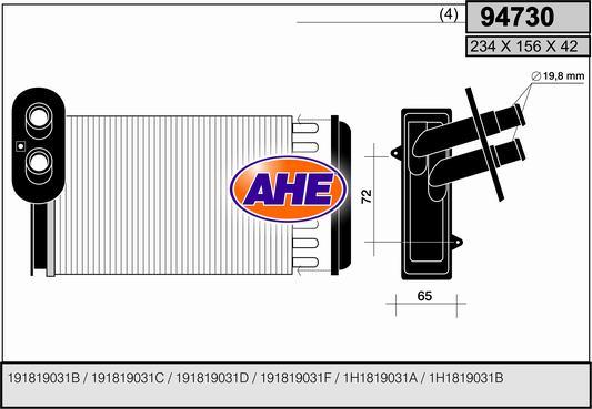 AHE 94730 - Heat Exchanger, interior heating car-mod.net