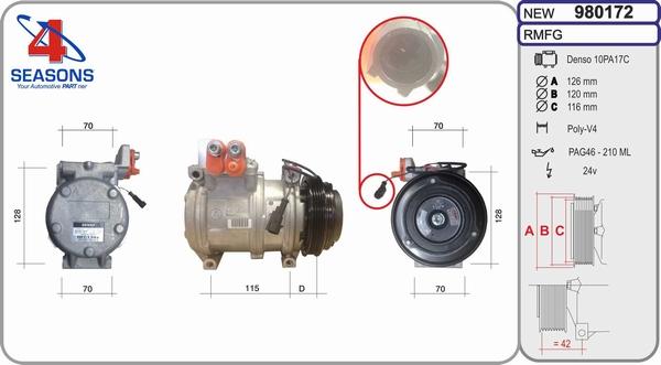 AHE 980172 - Compressor, air conditioning car-mod.net