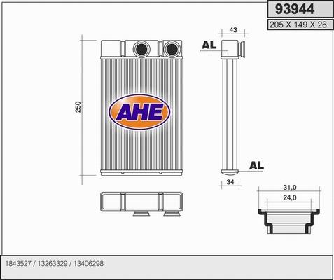 AHE 93944 - Heat Exchanger, interior heating car-mod.net