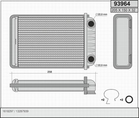 AHE 93964 - Heat Exchanger, interior heating car-mod.net