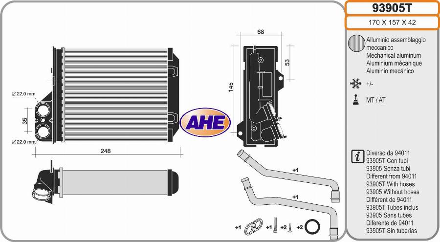 AHE 93905T - Heat Exchanger, interior heating car-mod.net