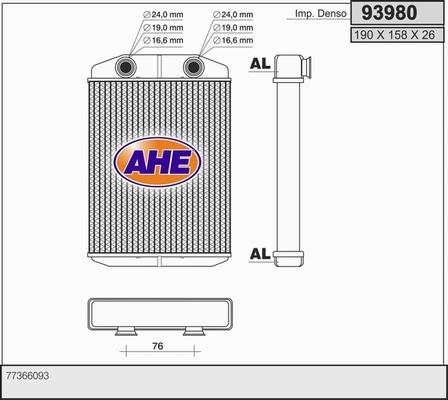 AHE 93980 - Heat Exchanger, interior heating car-mod.net