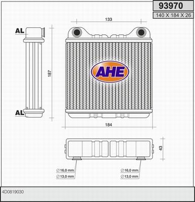 AHE 93970 - Heat Exchanger, interior heating car-mod.net