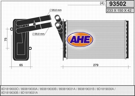 AHE 93502 - Heat Exchanger, interior heating car-mod.net