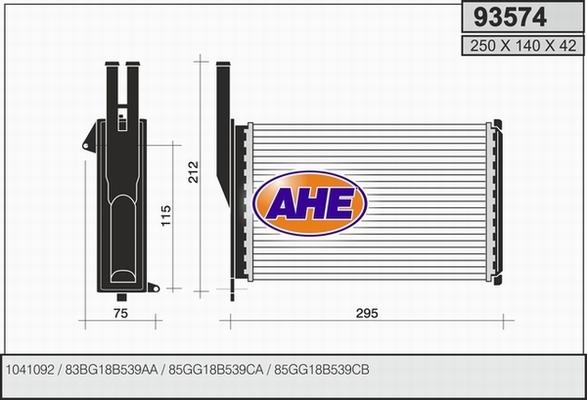 AHE 93574 - Heat Exchanger, interior heating car-mod.net