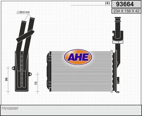 AHE 93664 - Heat Exchanger, interior heating car-mod.net