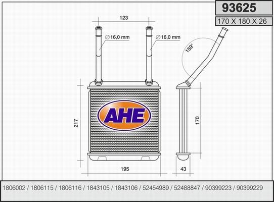 AHE 93625 - Heat Exchanger, interior heating car-mod.net
