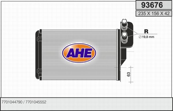 AHE 93676 - Heat Exchanger, interior heating car-mod.net