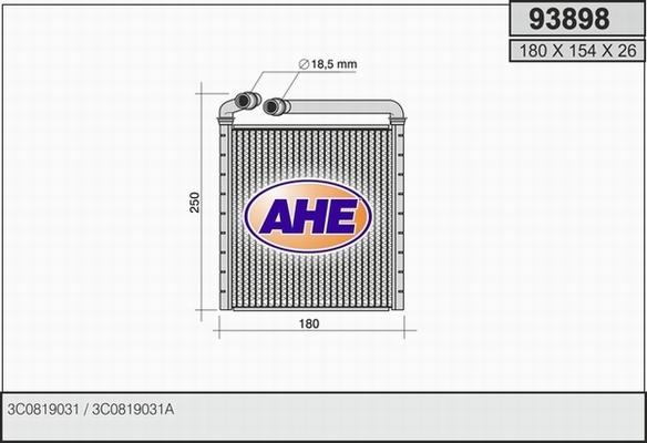 AHE 93898 - Heat Exchanger, interior heating car-mod.net