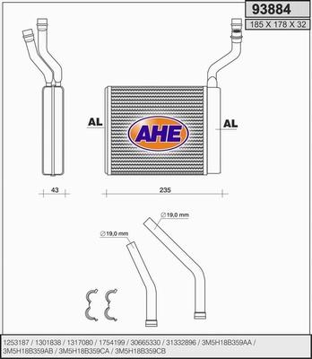 AHE 93884 - Heat Exchanger, interior heating car-mod.net