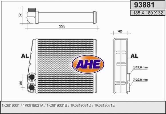 AHE 93881 - Heat Exchanger, interior heating car-mod.net