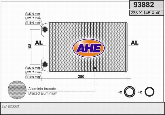 AHE 93882 - Heat Exchanger, interior heating car-mod.net
