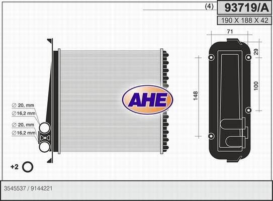AHE 93719/A - Heat Exchanger, interior heating car-mod.net
