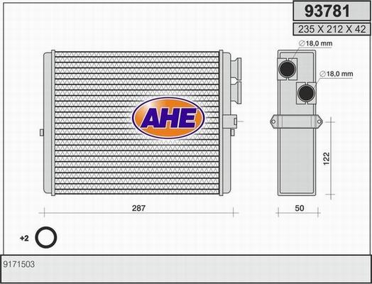 AHE 93781 - Heat Exchanger, interior heating car-mod.net