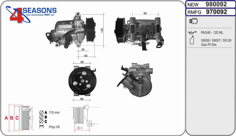 AHE 970092 - Compressor, air conditioning car-mod.net