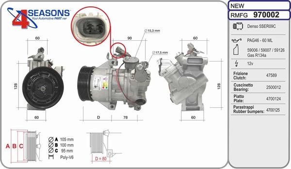 AHE 970002 - Compressor, air conditioning car-mod.net