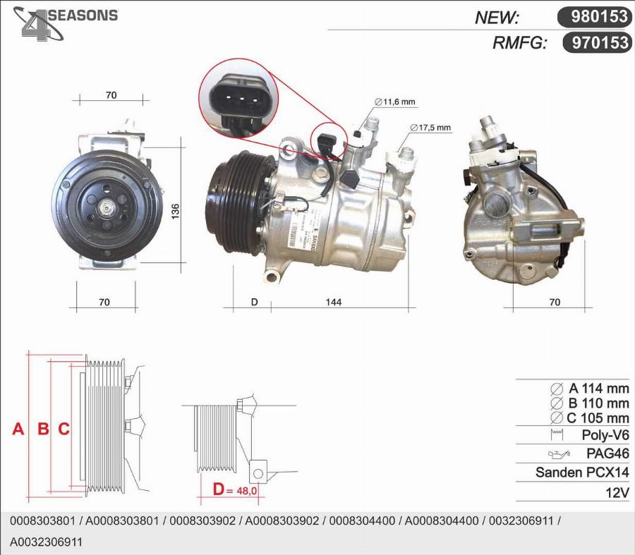 AHE 970153 - Compressor, air conditioning car-mod.net