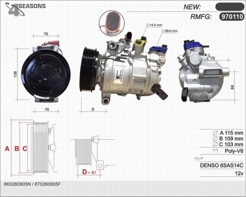AHE 970110 - Compressor, air conditioning car-mod.net