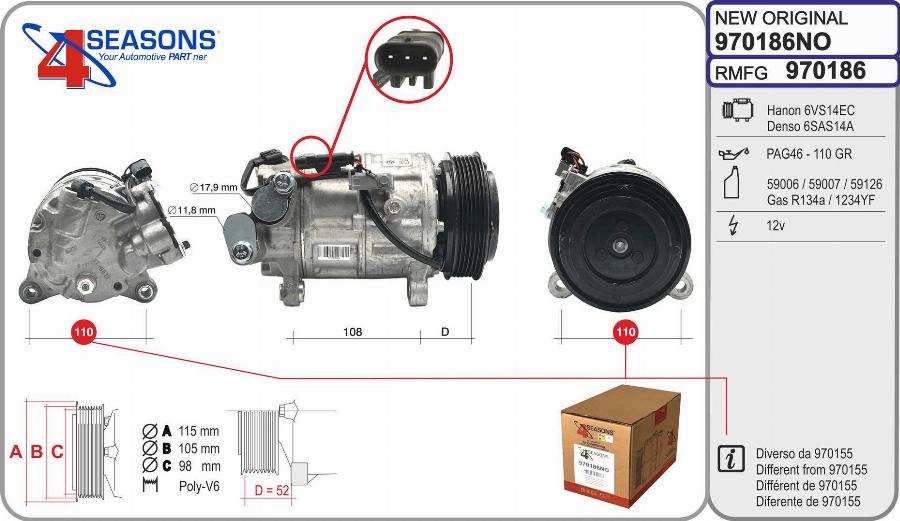 AHE 970186NO - Compressor, air conditioning car-mod.net
