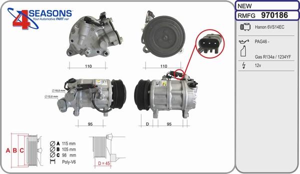 AHE 970186 - Compressor, air conditioning car-mod.net