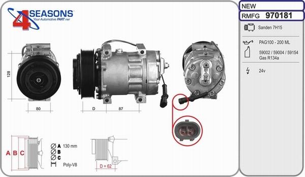 AHE 970181 - Compressor, air conditioning car-mod.net