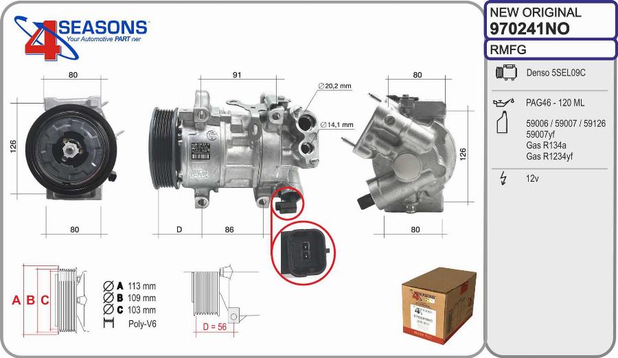 AHE 970241NO - Compressor, air conditioning car-mod.net