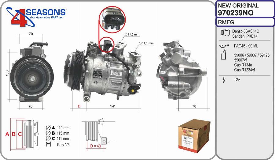 AHE 970239NO - Compressor, air conditioning car-mod.net