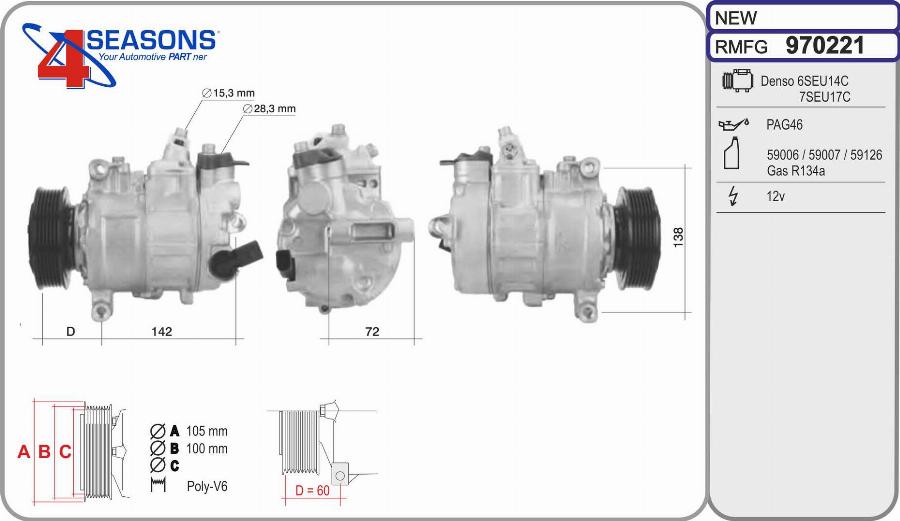 AHE 970221 - Compressor, air conditioning car-mod.net