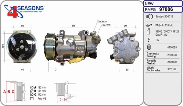 AHE 97886 - Compressor, air conditioning car-mod.net