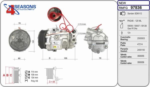AHE 97836 - Compressor, air conditioning car-mod.net