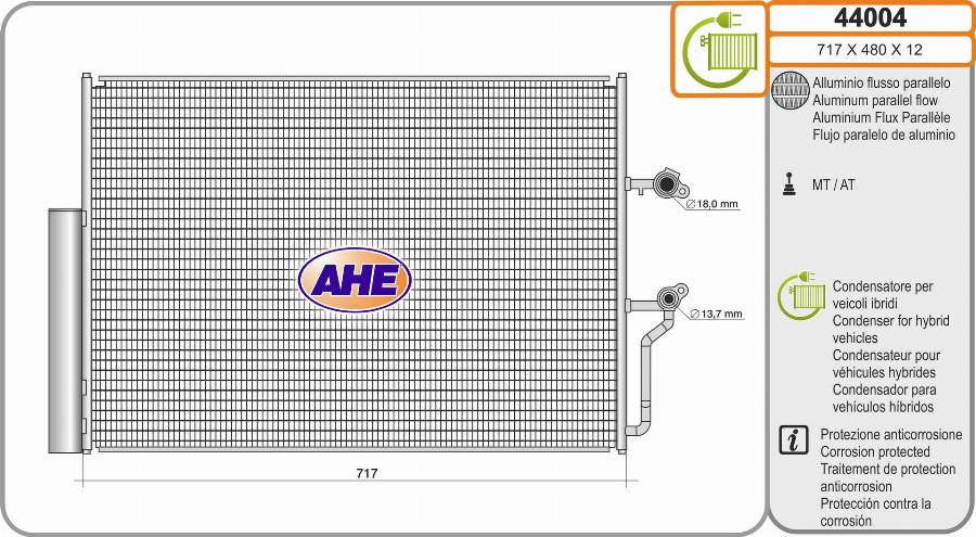 AHE 44004 - Condenser, air conditioning car-mod.net