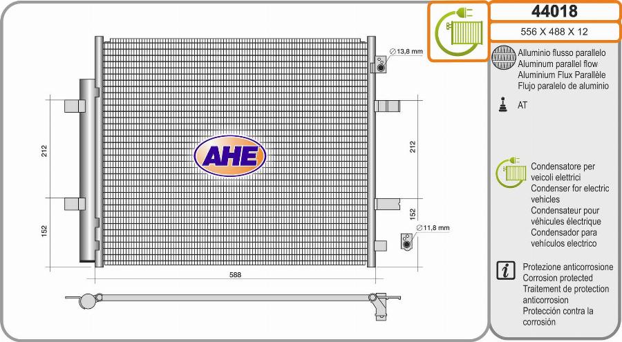 AHE 44018 - Condenser, air conditioning car-mod.net
