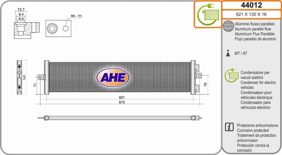 AHE 44012 - Condenser, air conditioning car-mod.net