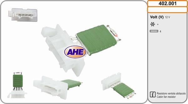 AHE 402.001 - Pre-resistor, electro motor radiator fan car-mod.net