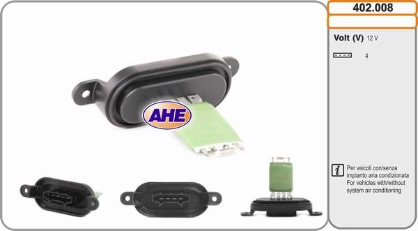 AHE 402.008 - Pre-resistor, electro motor radiator fan car-mod.net