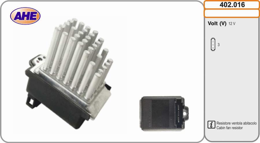 AHE 402.016 - Pre-resistor, electro motor radiator fan car-mod.net