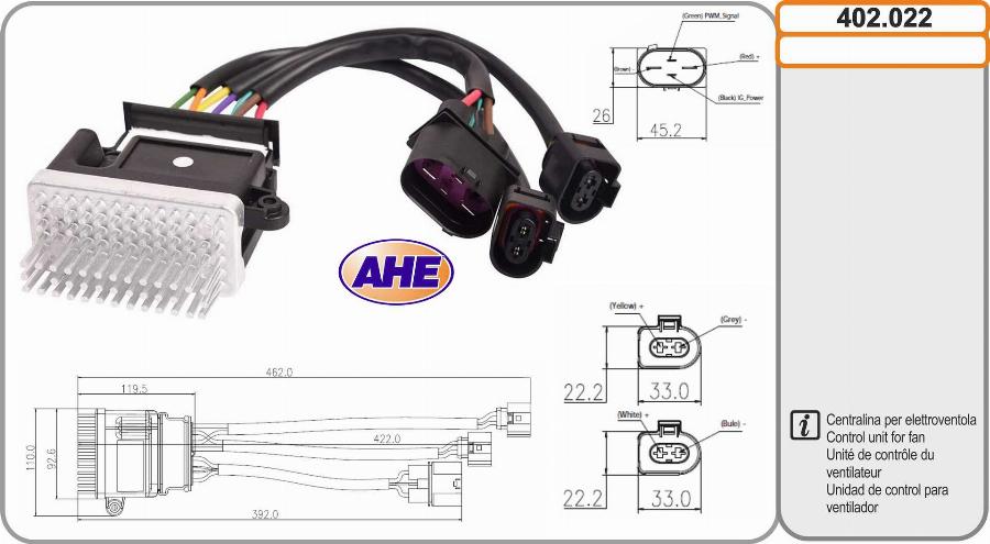 AHE 402.022 - Control Unit, electric fan (engine cooling) car-mod.net