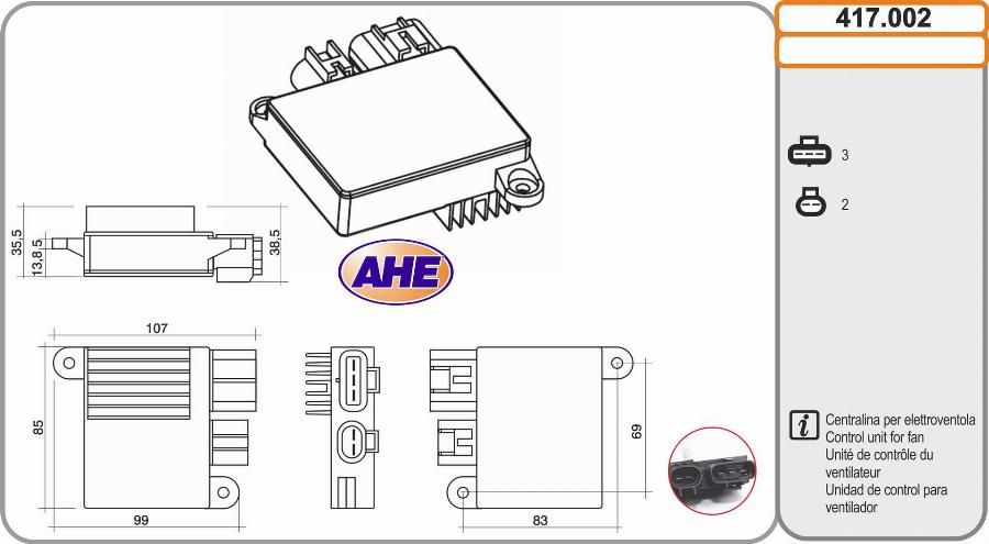 AHE 417.002 - Control Unit, electric fan (engine cooling) car-mod.net