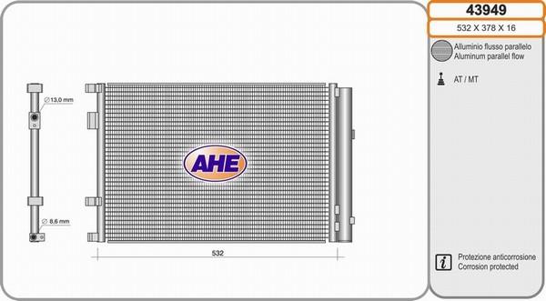AHE 43949 - Condenser, air conditioning car-mod.net