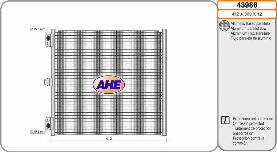 AHE 43986 - Condenser, air conditioning car-mod.net