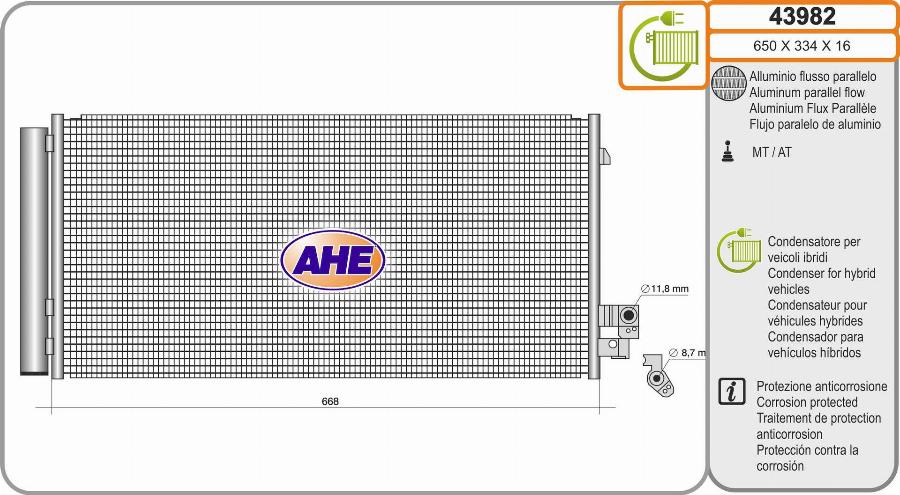 AHE 43982 - Condenser, air conditioning car-mod.net